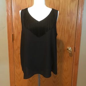 Black blouse with fringe detailing